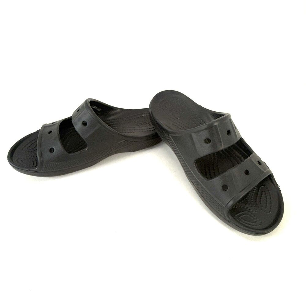 Crocs Unisex Men's 7 and Women's 9 Baya Two-Strap Slide Black